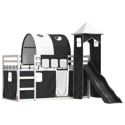 Bunk Bed without Mattress with Slide White and Black 80x200 cm