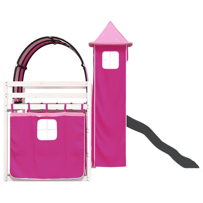 Bunk Bed without Mattress with Slide and Curtains Pink 90x190 cm Single