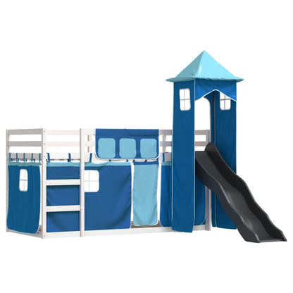Bunk Bed without Mattress with Slide and Curtains Blue 90x200cm