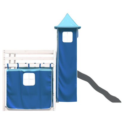 Bunk Bed without Mattress with Slide and Curtains Blue 90x200cm