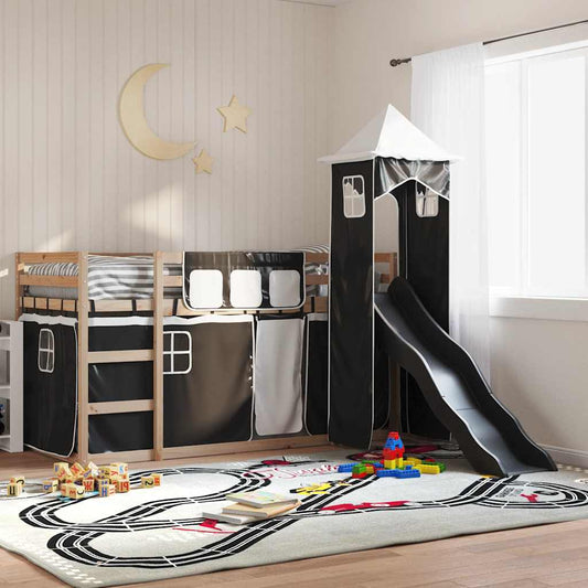 Bunk Bed without Mattress with Slide White and Black 80x200 cm