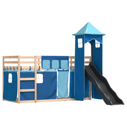 Bunk Bed without Mattress with Slide and Curtains Blue 80x200 cm