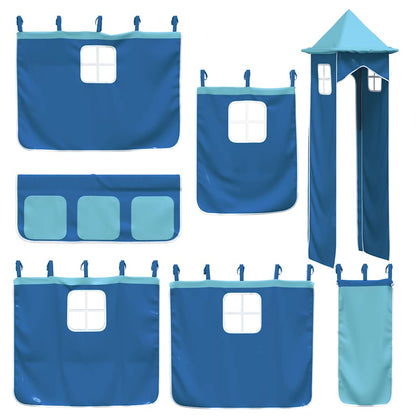 Bunk Bed without Mattress with Slide and Curtains Blue 80x200 cm