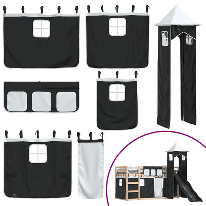 Bunk Bed without Mattress with Slide White and Black 90x190 cm Single