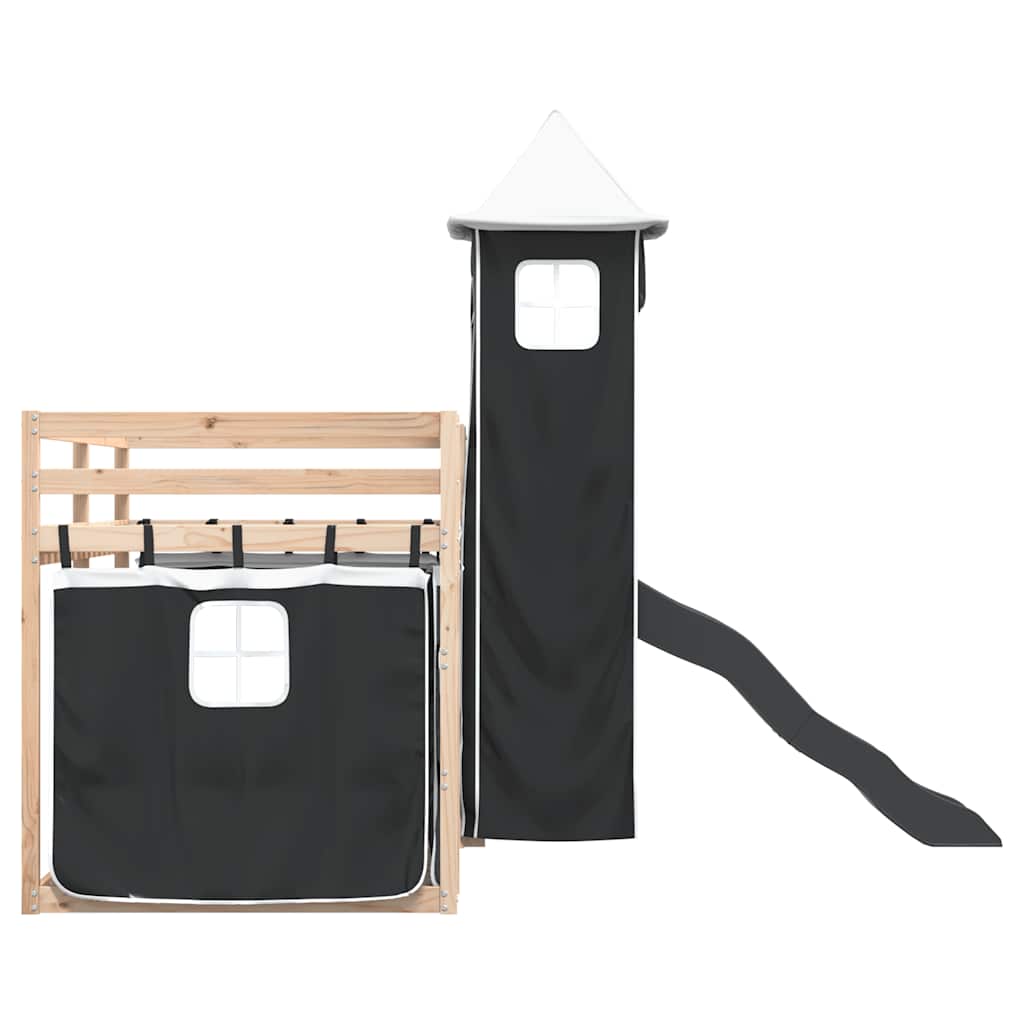 Bunk Bed without Mattress with Slide White and Black 90x190 cm Single