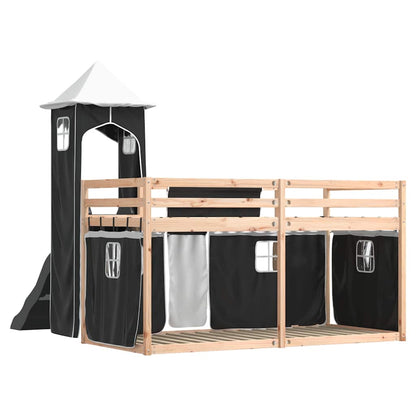 Bunk Bed without Mattress with Slide White and Black 90x190 cm Single