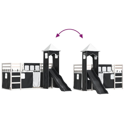 Bunk Bed without Mattress with Slide White and Black 90x190 cm Single