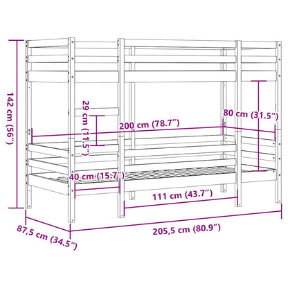 Bunk Bed without Mattress White 80x200 cm Solid Wood Pine