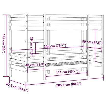 Bunk Bed without Mattress Wax Brown 80x200 cm Solid Wood Pine