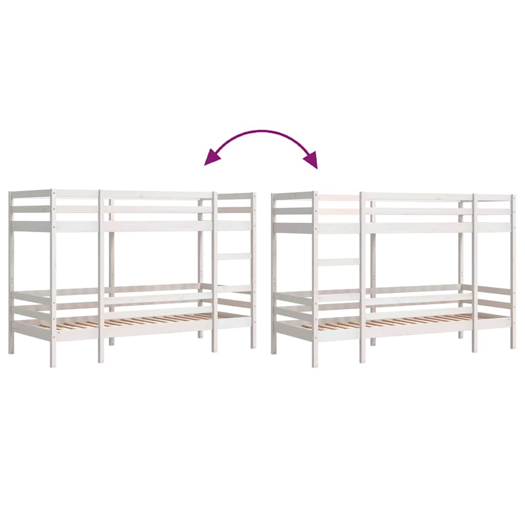 Bunk Bed without Mattress White 90x200 cm Solid Wood Pine