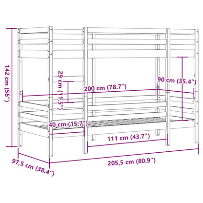 Bunk Bed without Mattress White 90x200 cm Solid Wood Pine