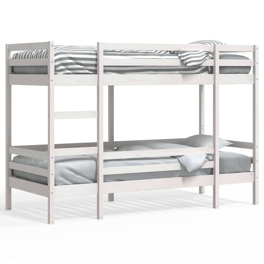 Bunk Bed without Mattress White 90x190 cm Single Solid Wood Pine