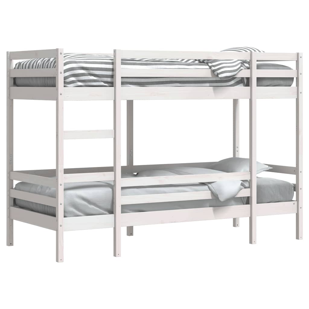 Bunk Bed without Mattress White 90x190 cm Single Solid Wood Pine