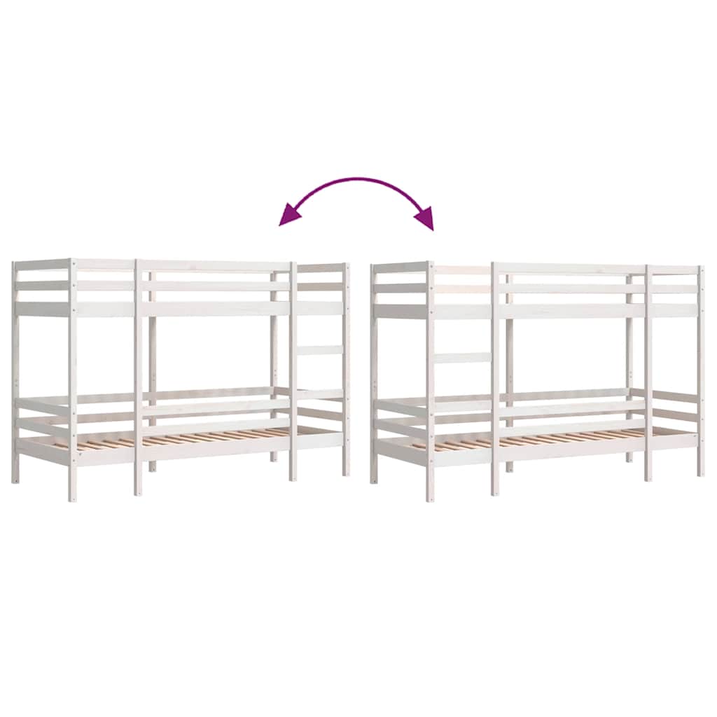 Bunk Bed without Mattress White 90x190 cm Single Solid Wood Pine