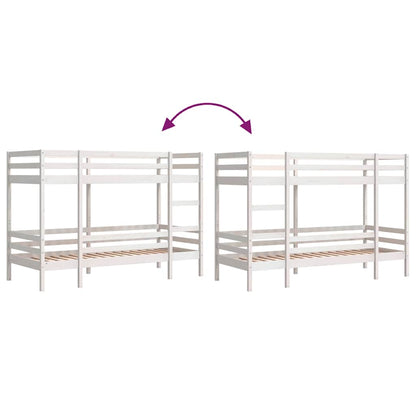 Bunk Bed without Mattress White 90x190 cm Single Solid Wood Pine