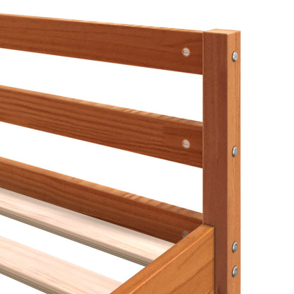 Loft Bed with Desk and Ladder Wax Brown 160x200 cm Solid Wood Pine