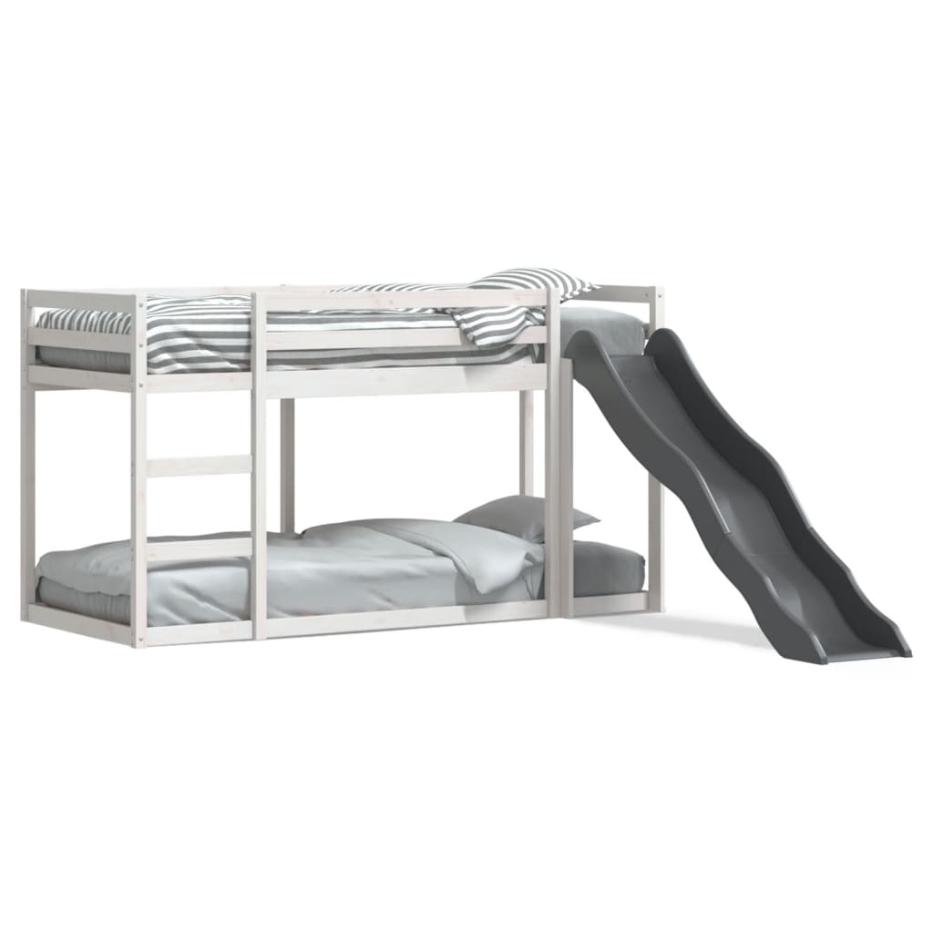 Bunk Bed with Slide&Ladder without Mattress White 90x200 cm