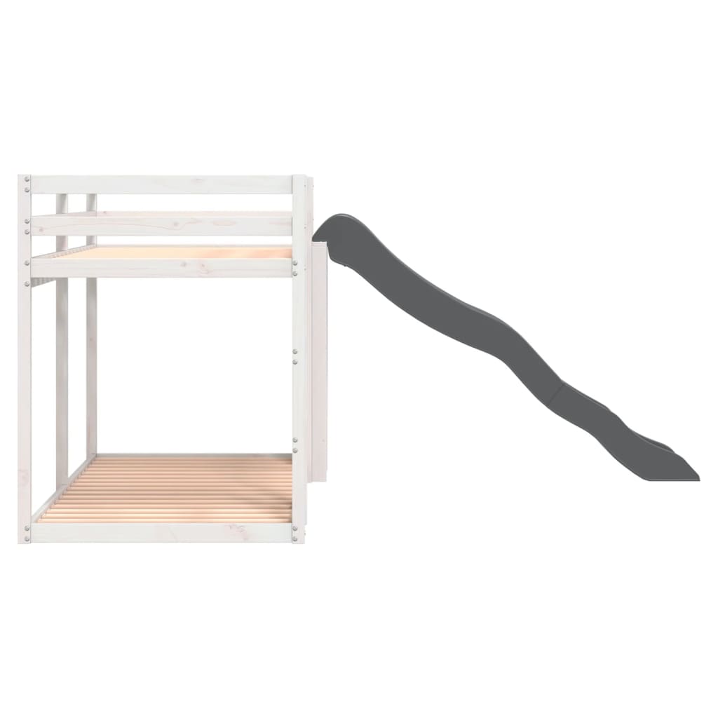 Bunk Bed with Slide&Ladder without Mattress White 90x200 cm
