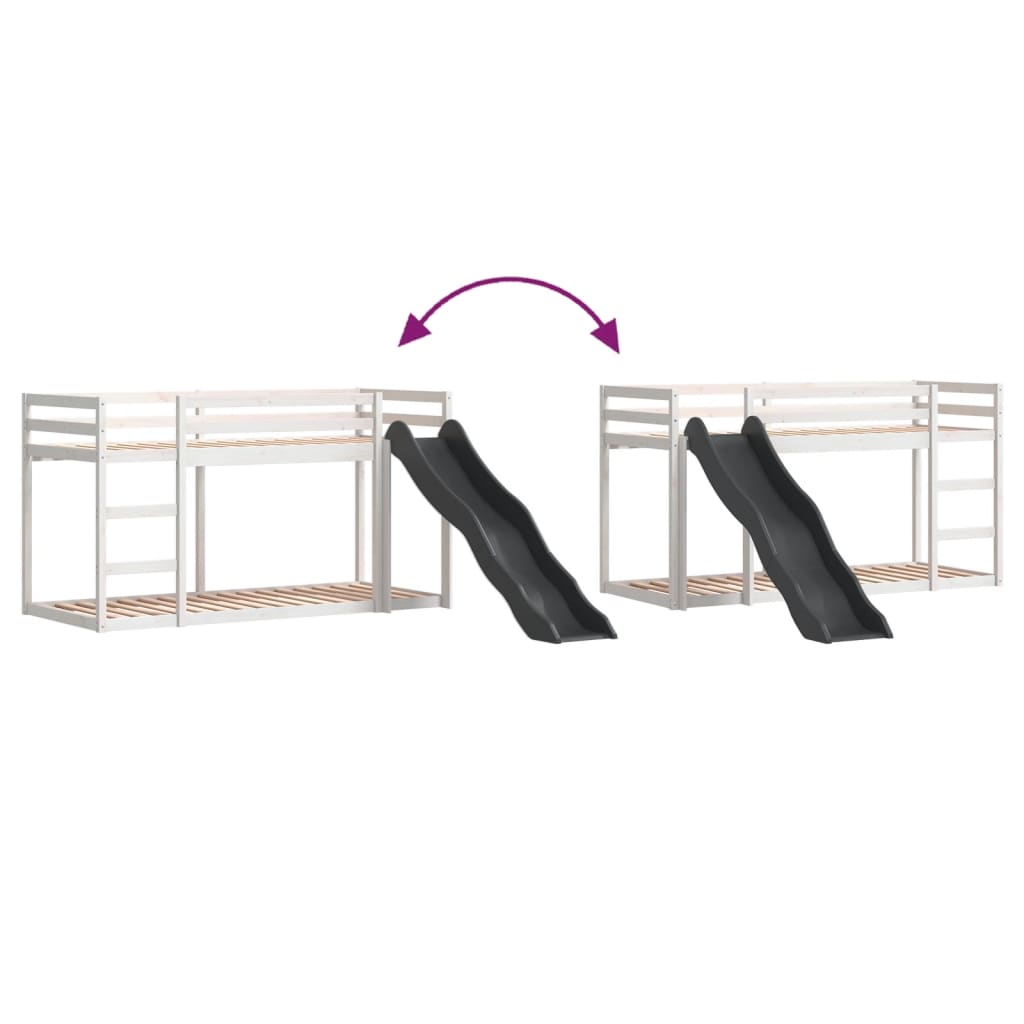 Bunk Bed with Slide&Ladder without Mattress White 90x200 cm