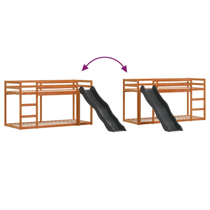 Bunk Bed with Slide&Ladder without Mattress Wax Brown 90x200 cm