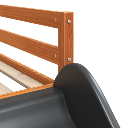 Bunk Bed with Slide&Ladder without Mattress Wax Brown 90x200 cm