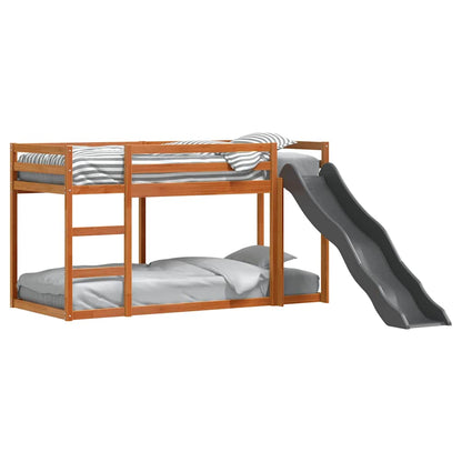 Bunk Bed with Slide&Ladder without Mattress Wax Brown 75x190 cm Small Single