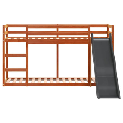 Bunk Bed with Slide&Ladder without Mattress Wax Brown 75x190 cm Small Single
