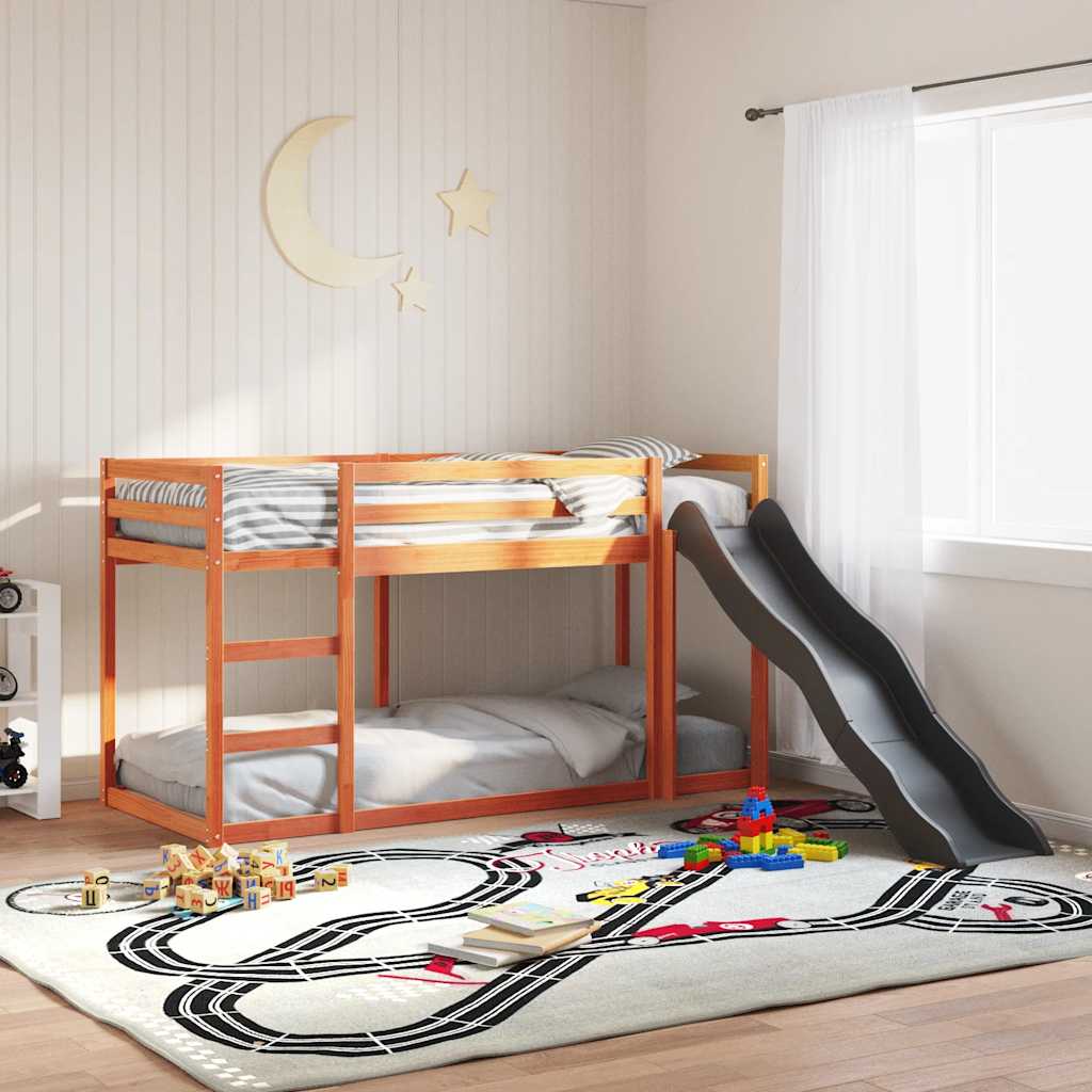 Bunk Bed with Slide&Ladder without Mattress Wax Brown 75x190 cm Small Single