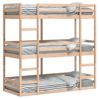 Triple Bunk Bed without Mattress 80x200 cm Solid Wood Pine