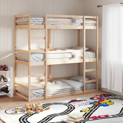 Triple Bunk Bed without Mattress 80x200 cm Solid Wood Pine