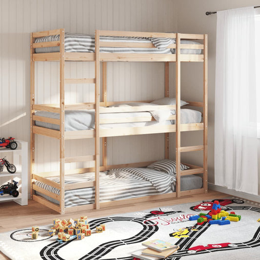 Triple Bunk Bed without Mattress 80x200 cm Solid Wood Pine