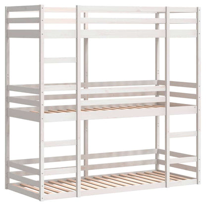 Triple Bunk Bed without Mattress White 90x200 cm Solid Wood Pine