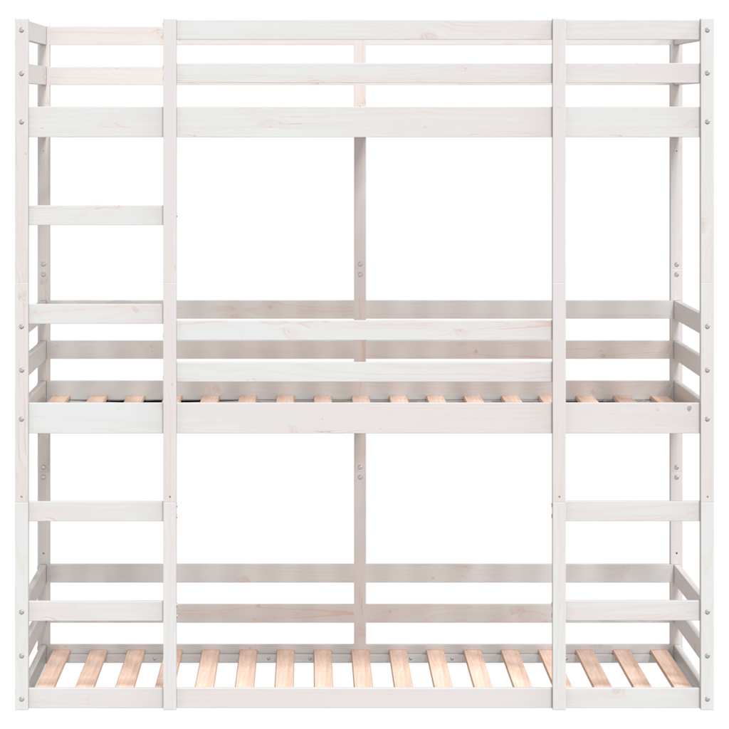 Triple Bunk Bed without Mattress White 90x200 cm Solid Wood Pine
