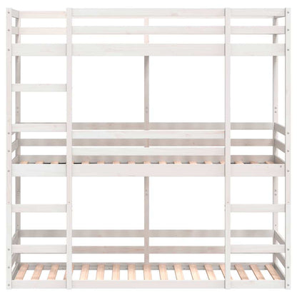 Triple Bunk Bed without Mattress White 90x200 cm Solid Wood Pine