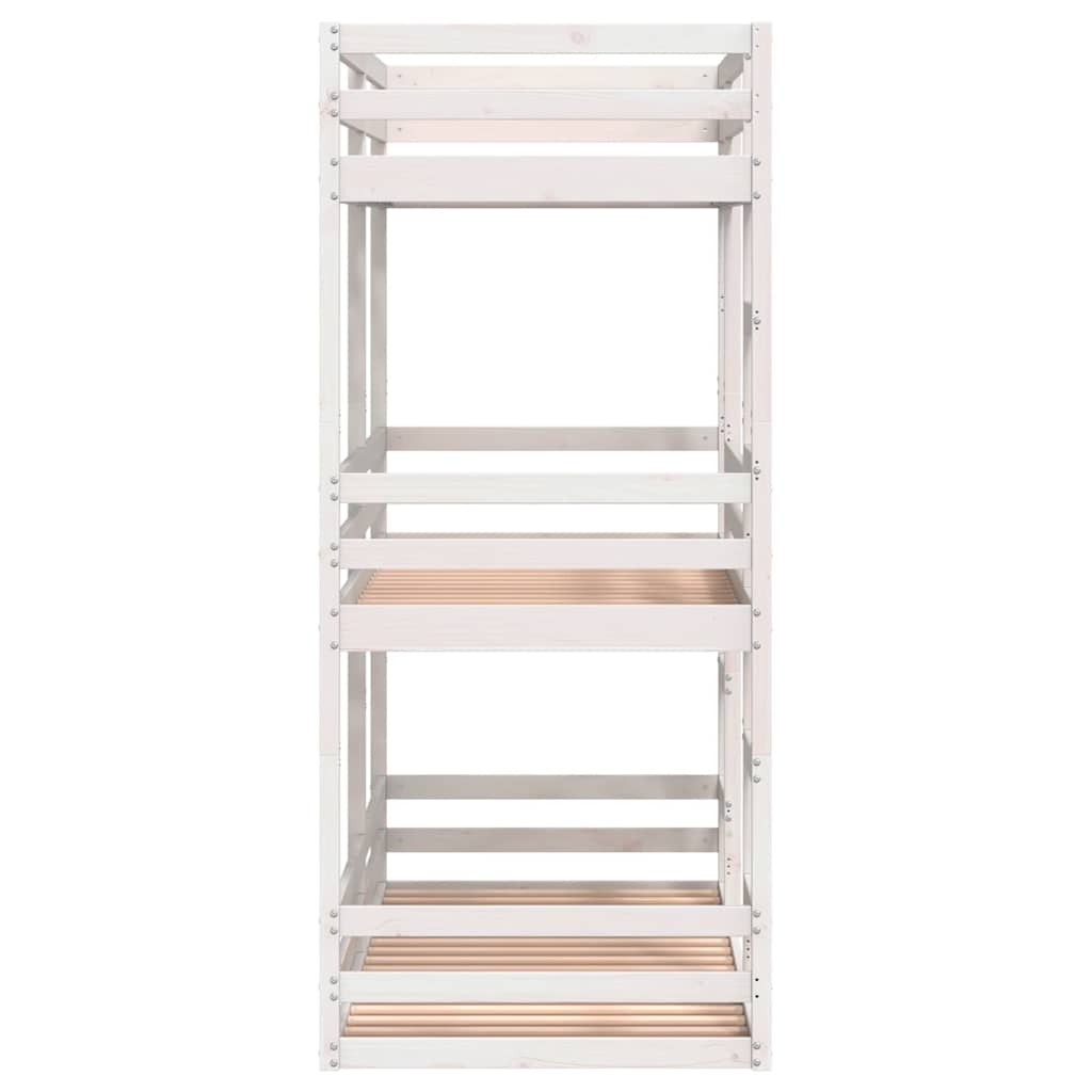 Triple Bunk Bed without Mattress White 90x200 cm Solid Wood Pine