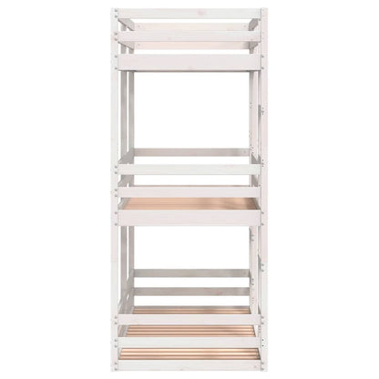 Triple Bunk Bed without Mattress White 90x200 cm Solid Wood Pine
