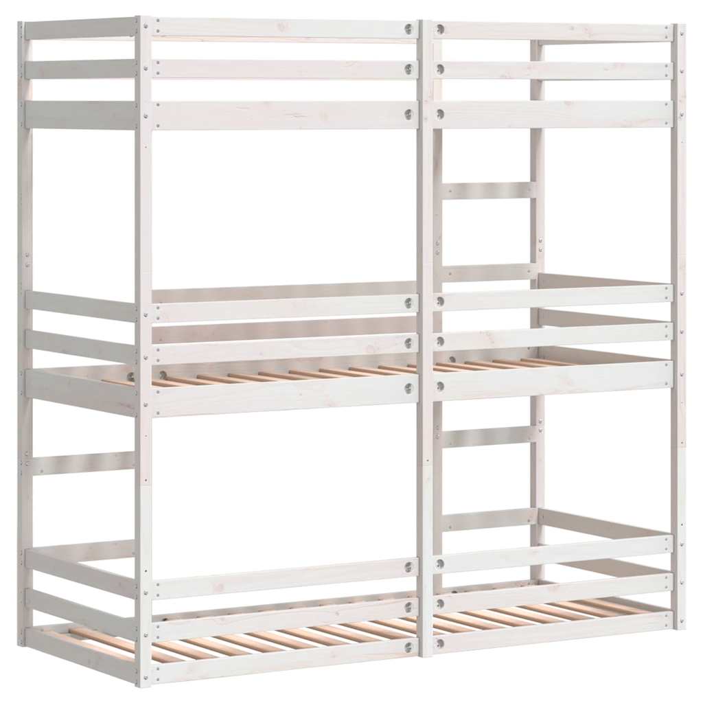 Triple Bunk Bed without Mattress White 90x200 cm Solid Wood Pine