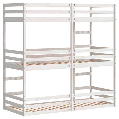 Triple Bunk Bed without Mattress White 90x200 cm Solid Wood Pine