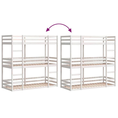 Triple Bunk Bed without Mattress White 90x200 cm Solid Wood Pine