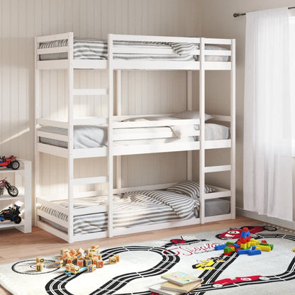 Triple Bunk Bed without Mattress White 90x200 cm Solid Wood Pine