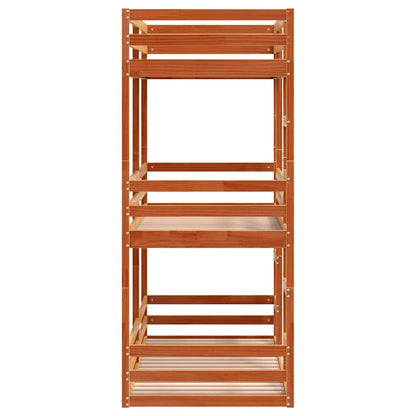 Triple Bunk Bed without Mattress Wax Brown 90x200 cm Solid Wood Pine
