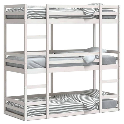 Triple Bunk Bed without Mattress White 90x190 cm Single Solid Wood Pine