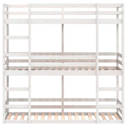 Triple Bunk Bed without Mattress White 90x190 cm Single Solid Wood Pine