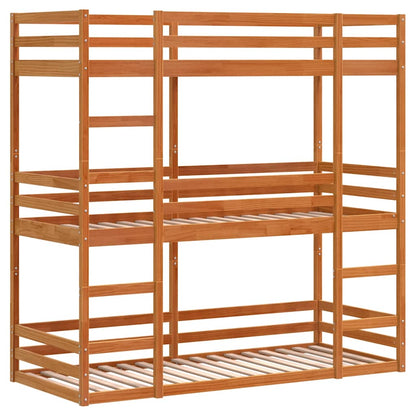 Triple Bunk Bed without Mattress Wax Brown 90x190 cm Single Solid Wood Pine