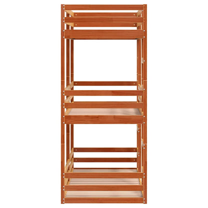 Triple Bunk Bed without Mattress Wax Brown 90x190 cm Single Solid Wood Pine