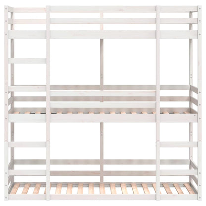 Triple Bunk Bed without Mattress White 75x190 cm Small Single Solid Wood Pine