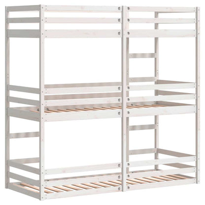 Triple Bunk Bed without Mattress White 75x190 cm Small Single Solid Wood Pine