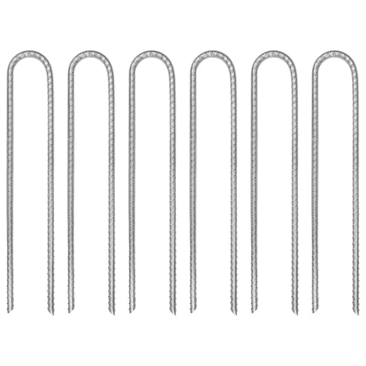 Tent Pegs 6 pcs U-shaped 30 cm Ø7 mm Galvanised Steel