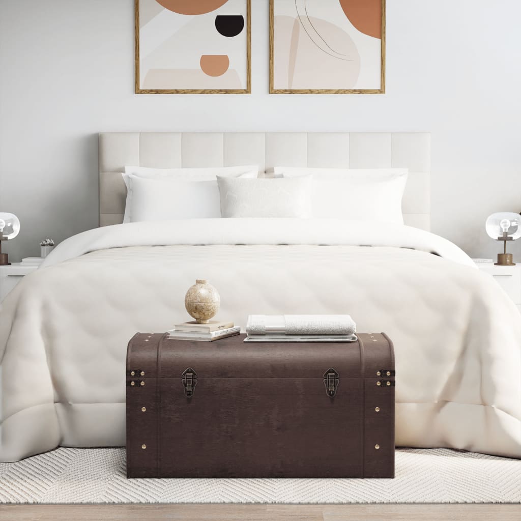 Treasure Chest with Latches Dark Brown 79,5x39,5x39,5 cm Plywood