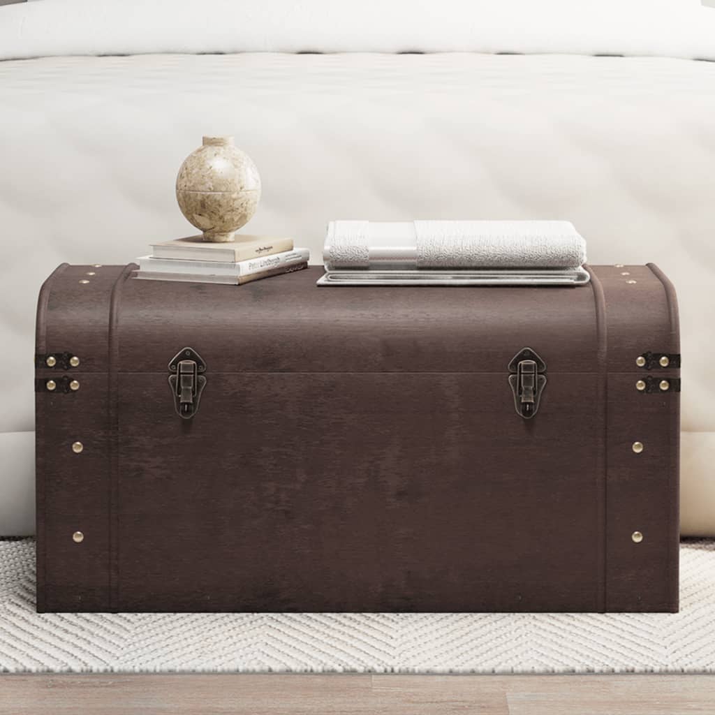Treasure Chest with Latches Dark Brown 79,5x39,5x39,5 cm Plywood